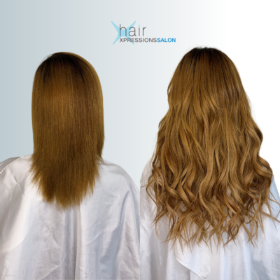 Microbead hair extensions before and after
