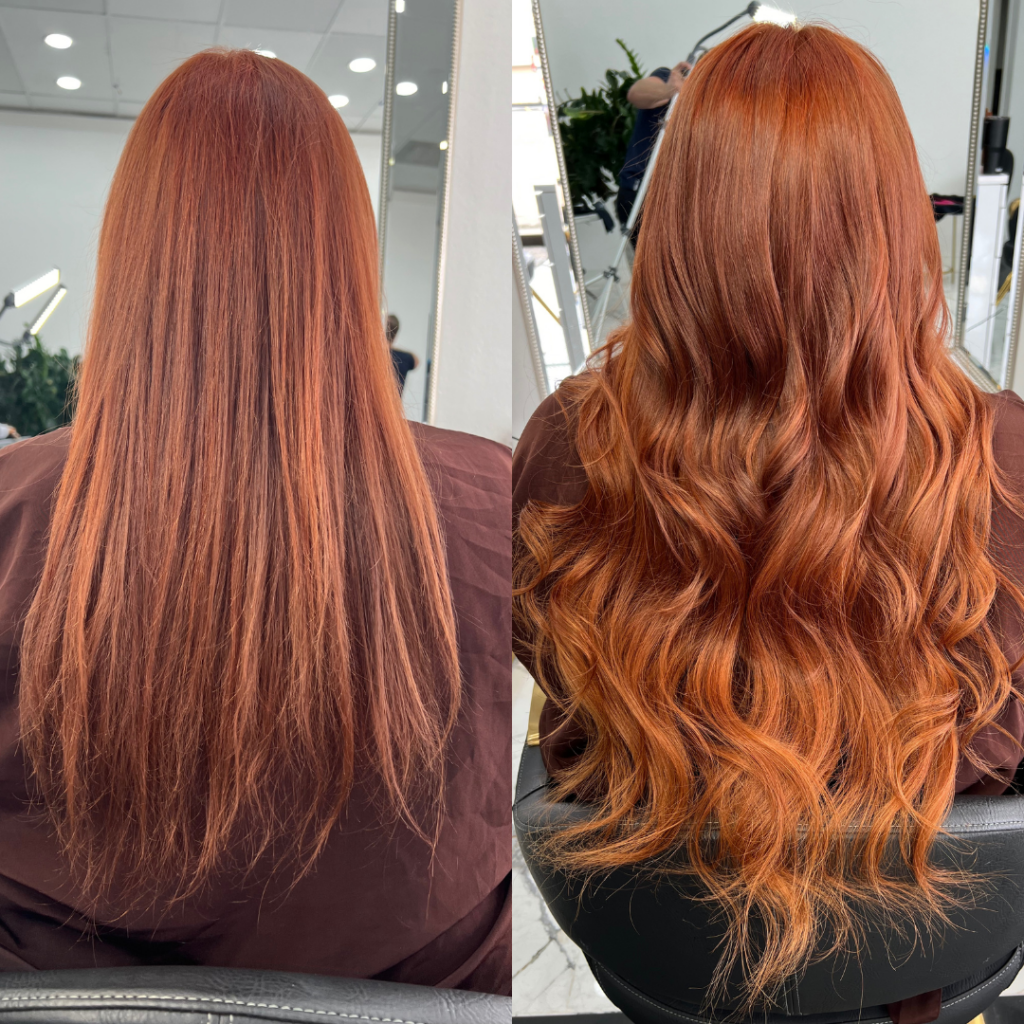 WEFTS hair extensions before after houston hair salon